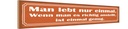 Holzschild 10x46 cm man lebt nur einmal ist genug Dekoration