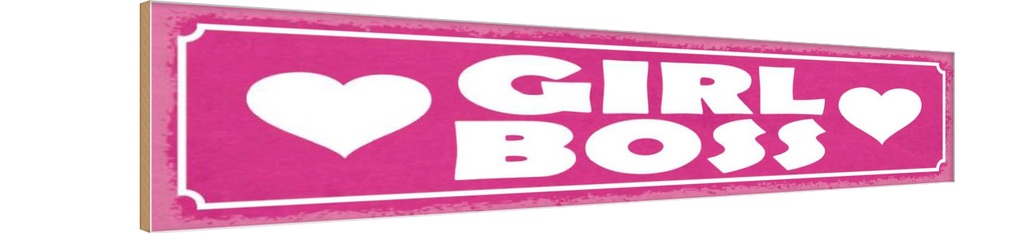 Holzschild 10x46 cm Girl Boss pink Herz Dekoration