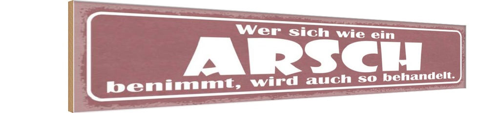 [LA-121536-H] Holzschild 10x46 cm wer sich wie Arsch benimmt wird Spruch Zitat