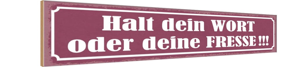 Holzschild 10x46 cm Halt dein Wort oder deine Fresse