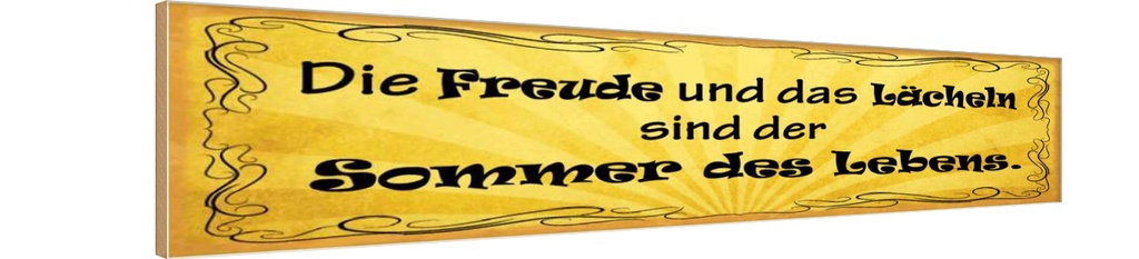 Holzschild 10x46 cm Freude Lächeln Sommer des Lebens