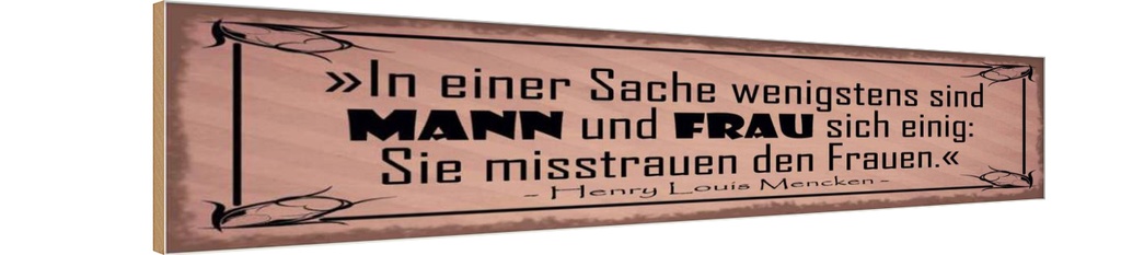 Holzschild 10x46 cm Mann und Frau misstrauen Frauen