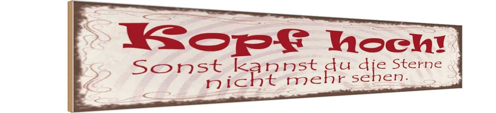 Holzschild 10x46 cm Kopf hoch um Sterne zu sehen