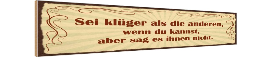 Holzschild 10x46 cm Sei klüger aber sag es nicht