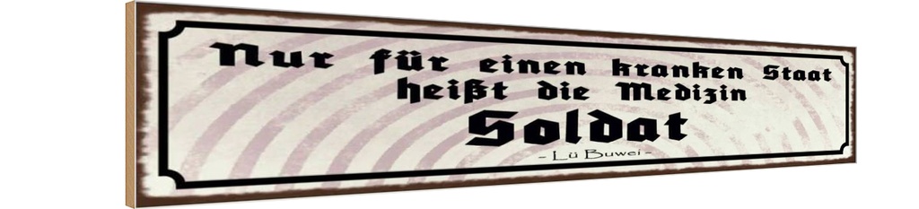 Holzschild 10x46 cm Kranker Staat Medizin Soldat