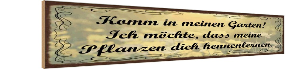 Holzschild 10x46 cm Garten Pflanzen dich kennenlerne