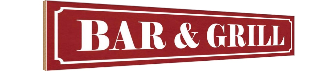 Holzschild 10x46 cm Bar & Grill