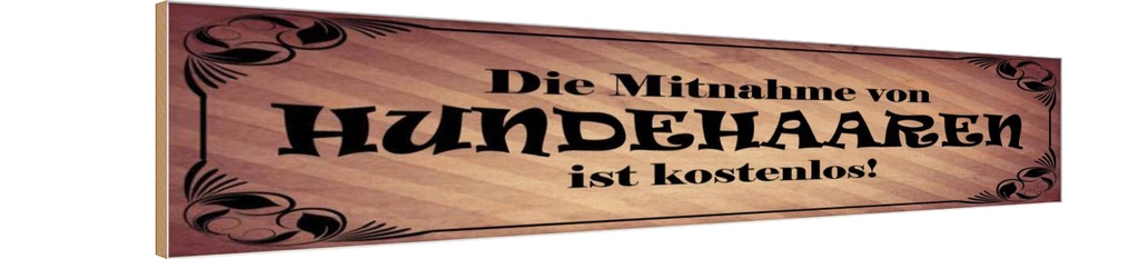 Holzschild 10x46 cm Mitnahme Hundehaare kostenlos