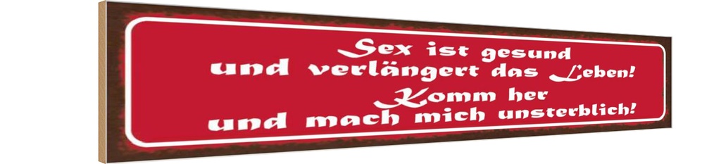 Holzschild 10x46 cm Sex ist gesund verlängert Leben