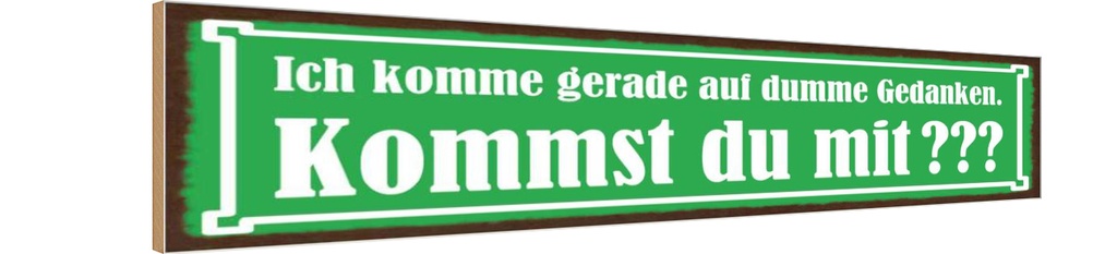 Holzschild 10x46 cm Kommst du mit auf dumme Gedanken