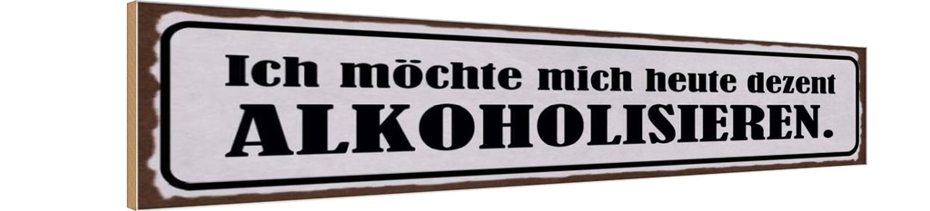 Holzschild 10x46 cm Ich möchte mich alkoholisiseren