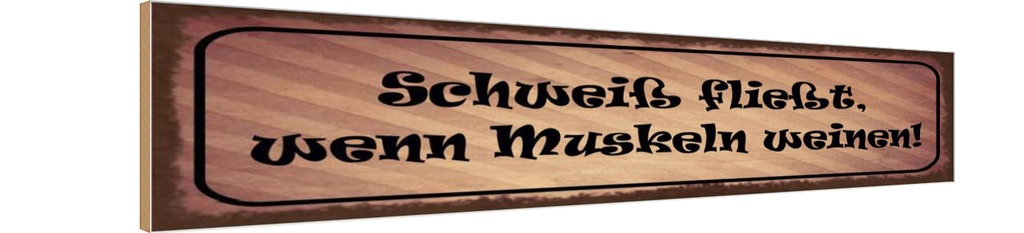 Holzschild 10x46 cm Schweiß fließt Muskeln weinen