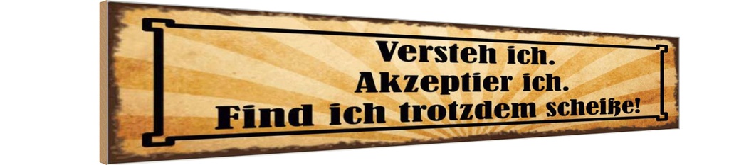 Holzschild 10x46 cm Versteh ich trotzdem Scheiße