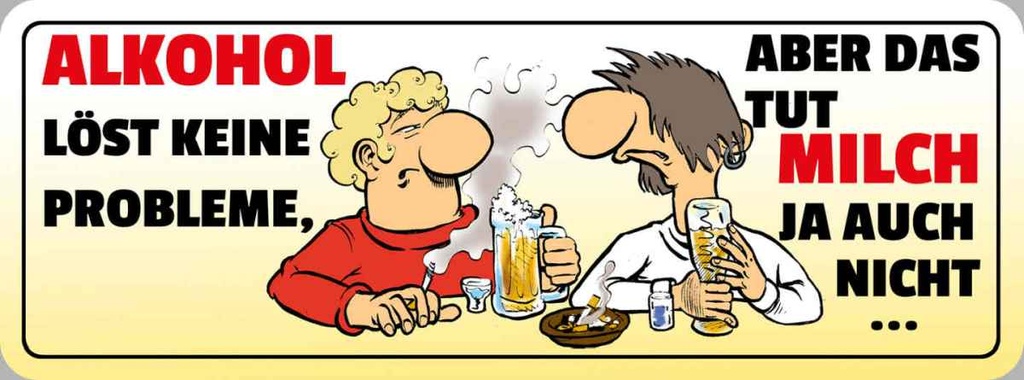 Holzschild 10x27 cm Alkohol löst keine Probleme Essen Trinken