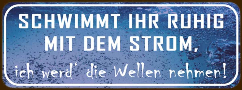 Holzschild 10x27 cm schwimmt ruhig mit dem Strom Dekoration