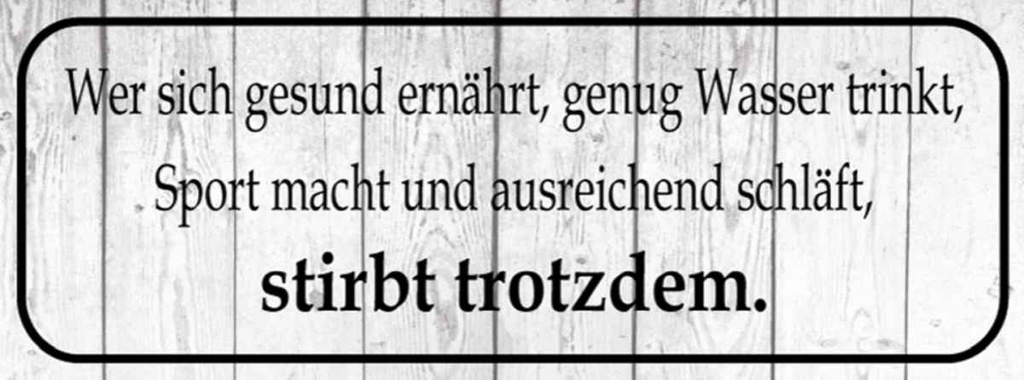 Holzschild 10x27 cm wer sich gesund ernährt Spruch Zitat