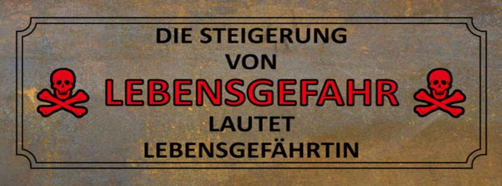 Holzschild 10x27 cm von Lebensgefahr Lebensgefährtin Spruch Zitat