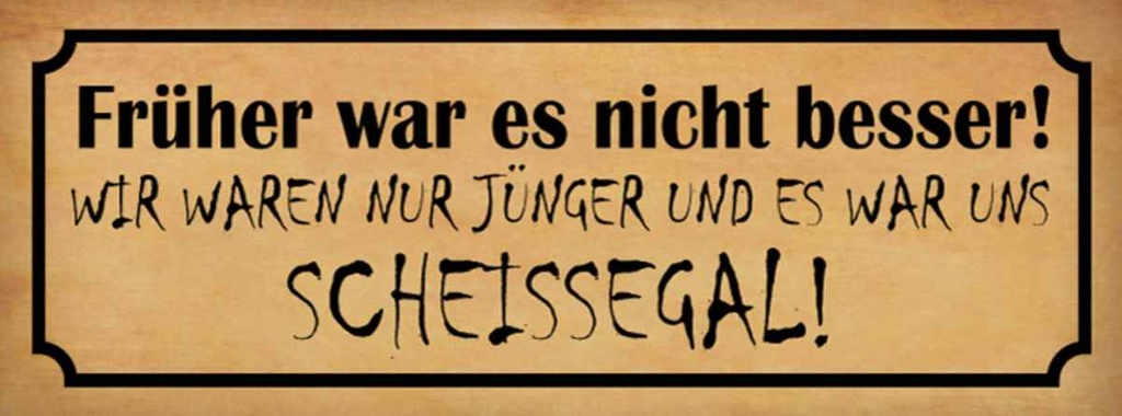 Holzschild 10x27 cm früher nicht besser Scheissegal Spruch Zitat