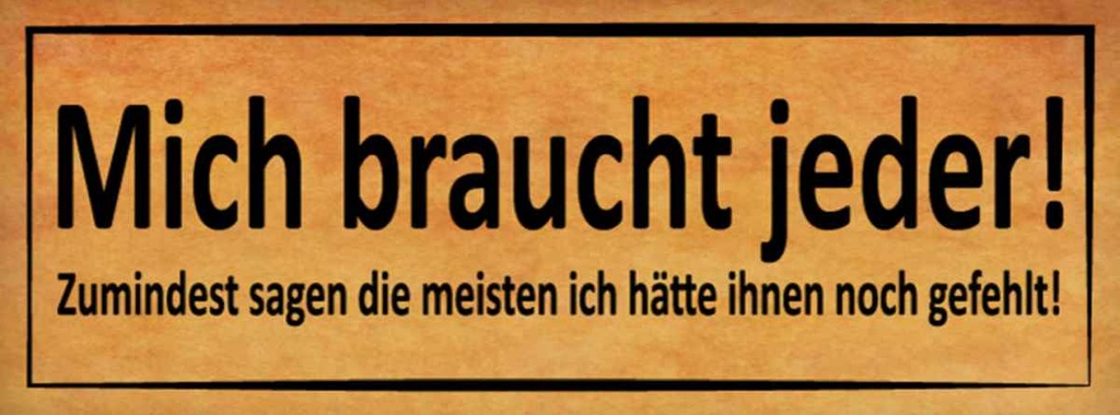 Holzschild 10x27 cm mich braucht jeder sagen meisten Spruch Zitat