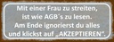 Holzschild 10x27 cm mit Frau streiten wie AGB lesen Spruch Zitat