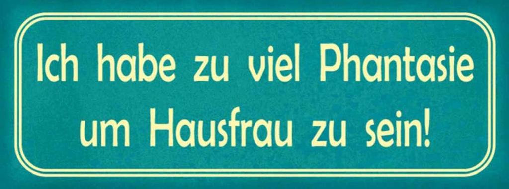 Holzschild 10x27 cm habe viel Phantasie um Hausfrau Spruch Zitat