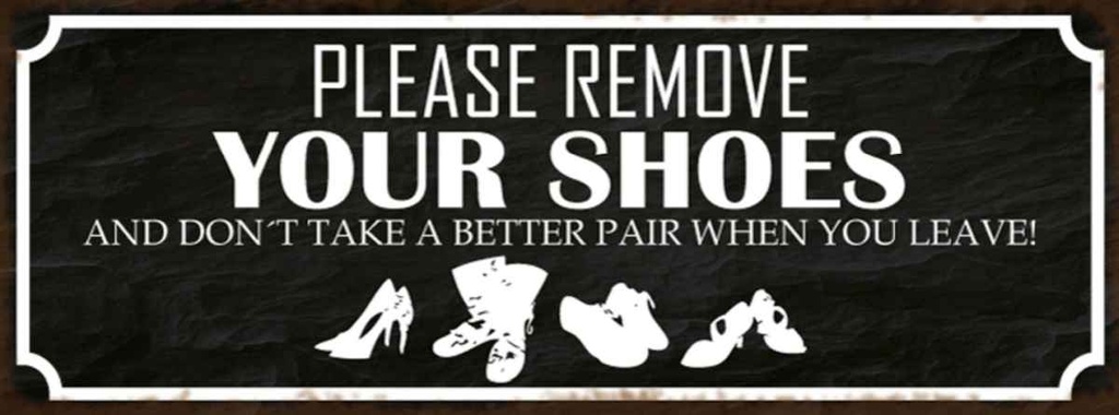 Holzschild 10x27 cm please remove your shoes Warnschild Hinweisschild