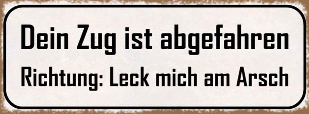 Holzschild 10x27 cm dein Zug ist abgefahren Richtung Spruch Zitat