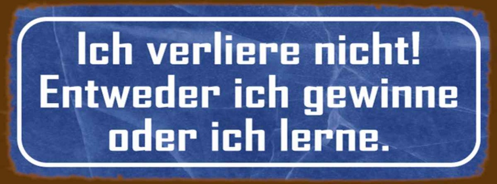 Holzschild 10x27 cm ich verliere nicht gewinne lerne Spruch Zitat