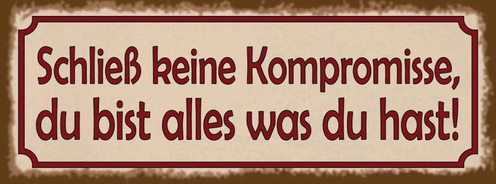 Holzschild 10x27 cm schließ keine Kompromisse Spruch Zitat