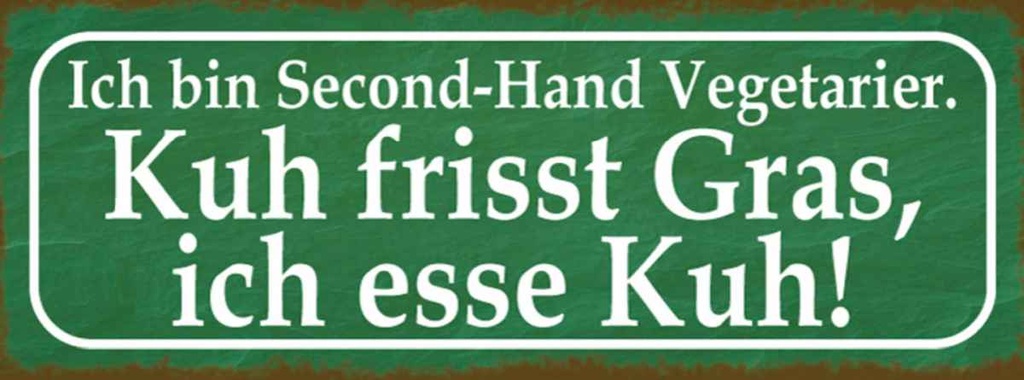 Holzschild 10x27 cm ich bin Second-Hand Vegatarier Essen Trinken