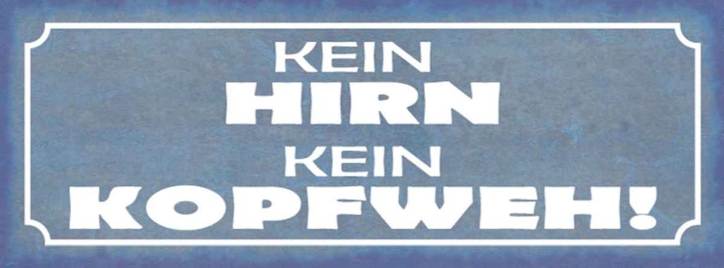 Holzschild 10x27 cm kein Hirn Kopfweh Spruch Zitat