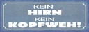 Holzschild 10x27 cm kein Hirn Kopfweh Spruch Zitat