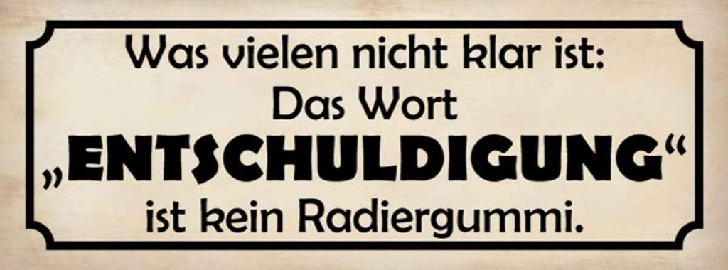 Holzschild 10x27 cm das Wort Entschuldigung Dekoration