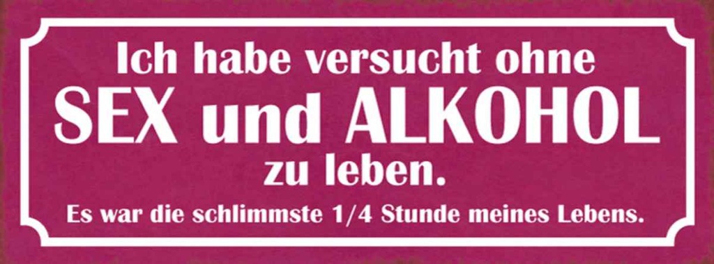Holzschild 10x27 cm ohne Sex und Alkohol zu leben Dekoration
