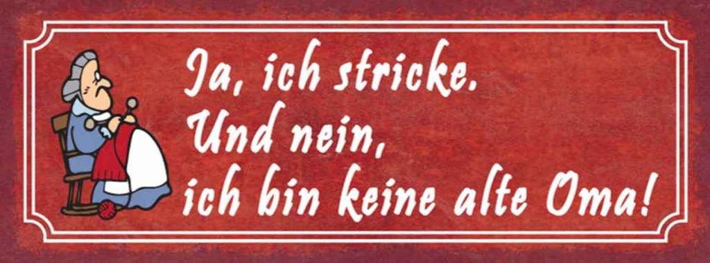 Holzschild 10x27 cm ich stricke bin keine alte Oma Opa