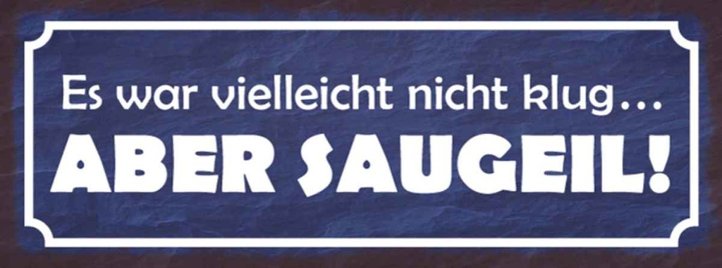 Holzschild 10x27 cm es war nicht klug aber saugeil Dekoration