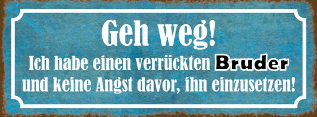 Holzschild 10x27 cm ich habe einen verrückten Bruder Spruch Zitat