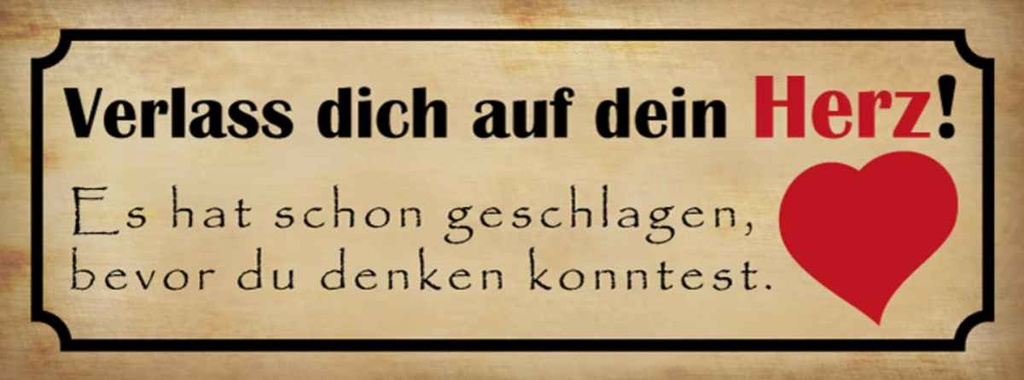 Holzschild 10x27 cm verlass dich auf dein Herz Spruch Zitat