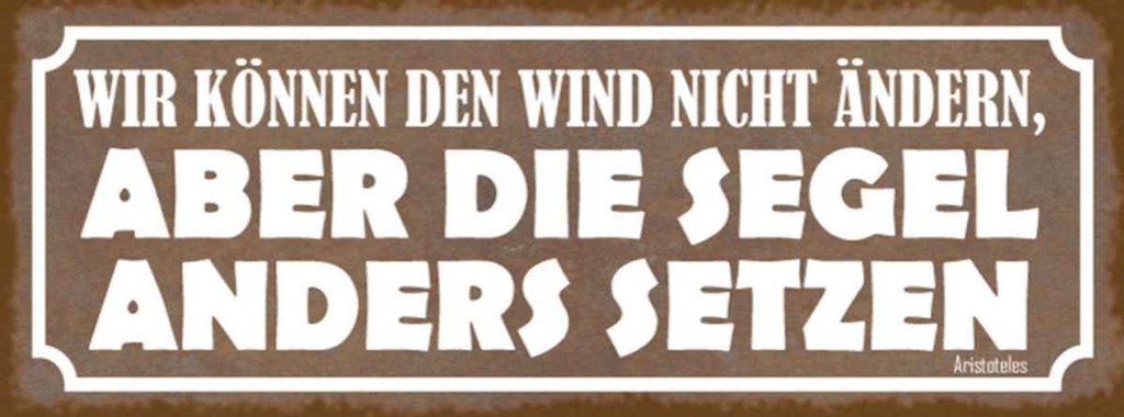 Holzschild 10x27 cm Wir können den Wind nicht ändern Spruch Zitat