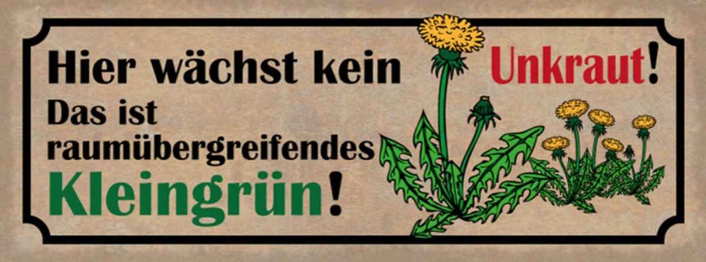Holzschild 10x27 cm wächst kein Unkraut kleingrün Dekoration