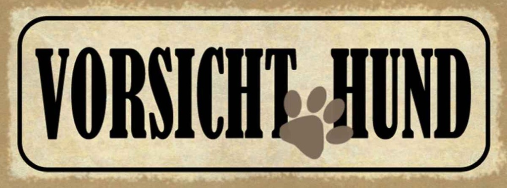 Holzschild 10x27 cm Vorsicht Hund Tier Haustier