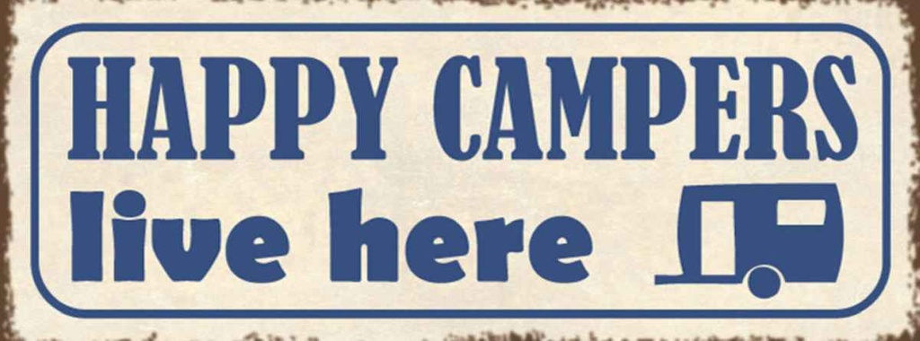 Holzschild 10x27 cm happy campers live here Camping Outdoor