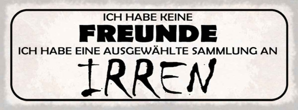 Holzschild 10x27 cm keine Freunde Sammlung an Irren Spruch Zitat