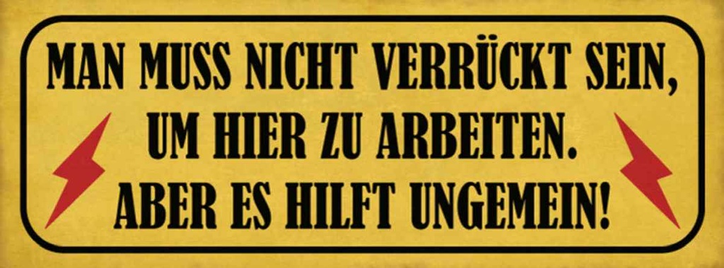 Holzschild 10x27 cm nicht verrückt um hier arbeiten Spruch Zitat