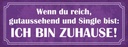 Holzschild 10x27 cm du reich single ich nin ZUHAUSE Spruch Zitat