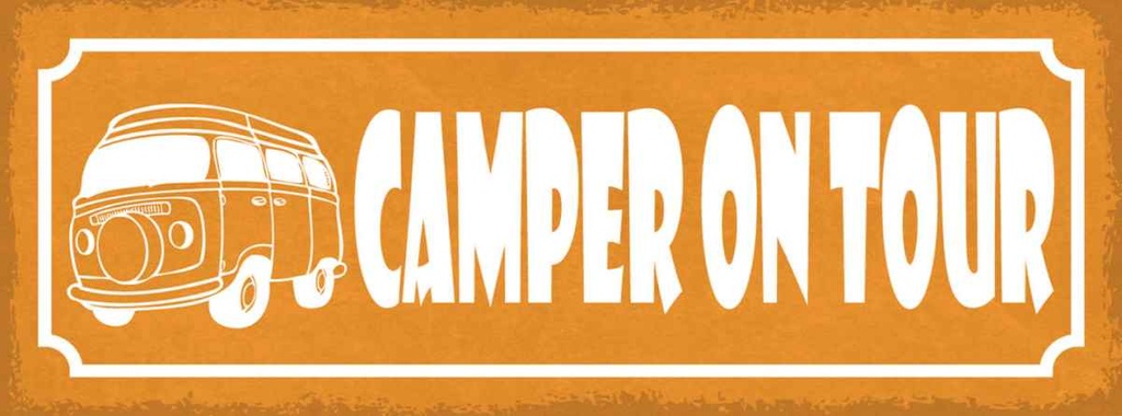 Holzschild 10x27 cm Camper on tour Camping Outdoor