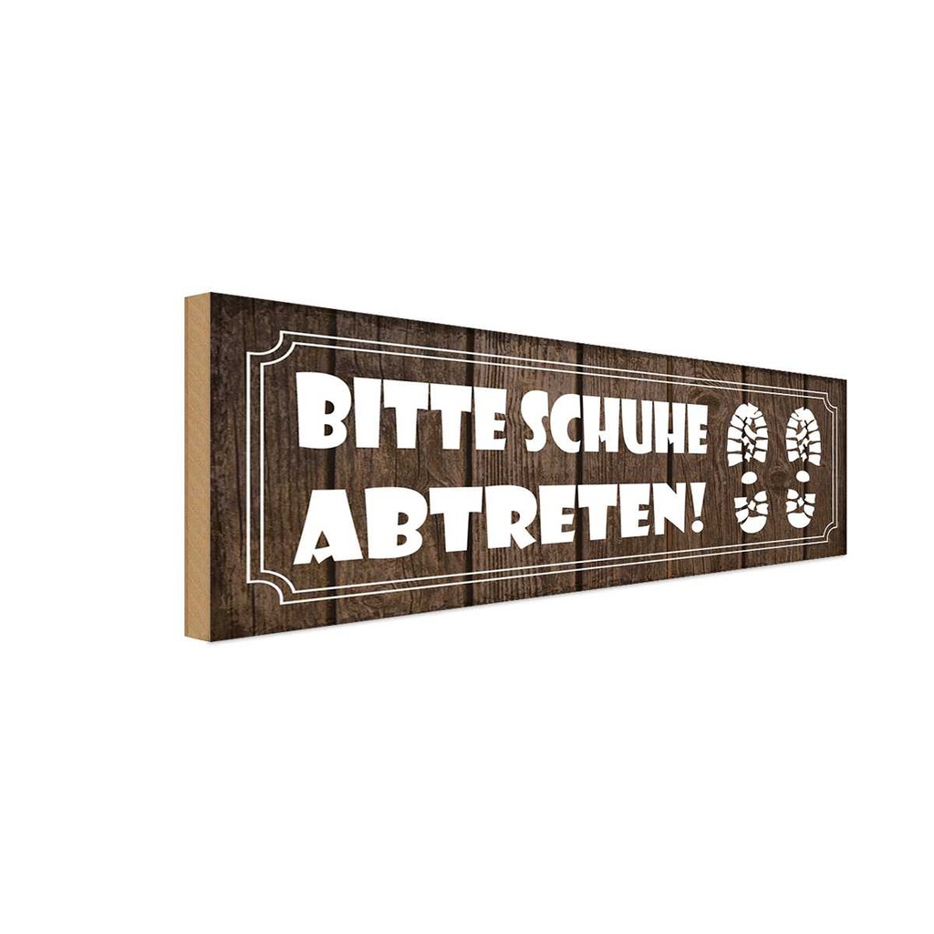Holzschild 10x27 cm bitte Schuhe abtreten