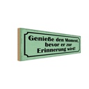 Holzschild 10x27 cm genieße Moment bevor Erinnerung Spruch Zitat