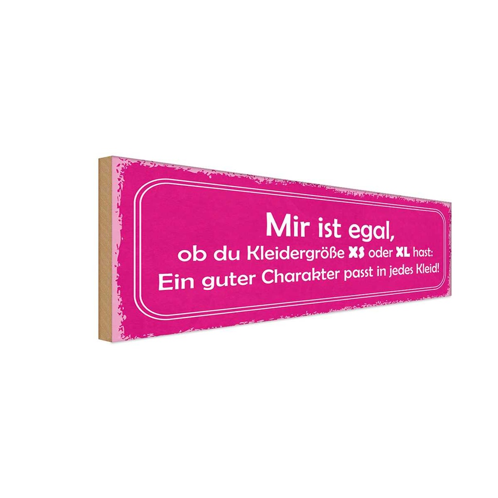 Holzschild 10x27 cm egal Kleidergröße XS oder XL Dekoration