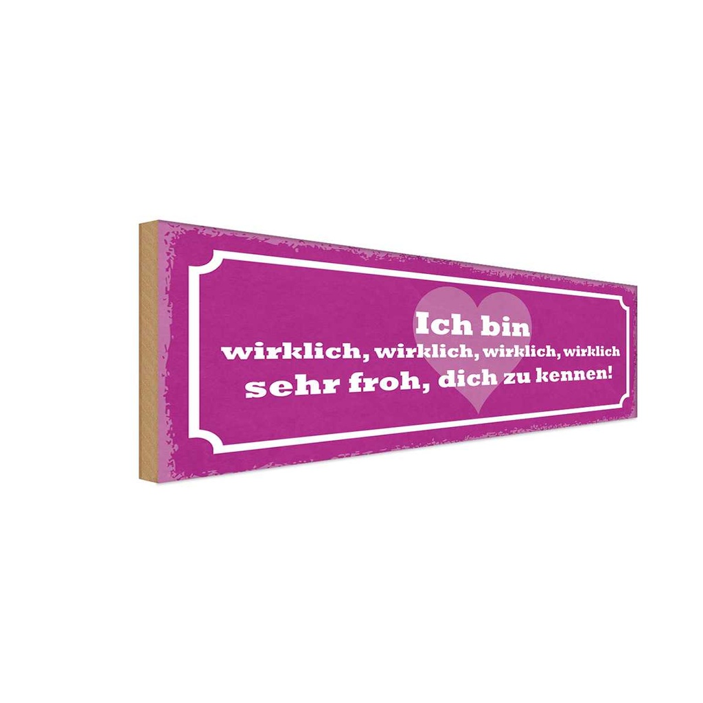 Holzschild 10x27 cm bin wirklich froh dich zu kennen
